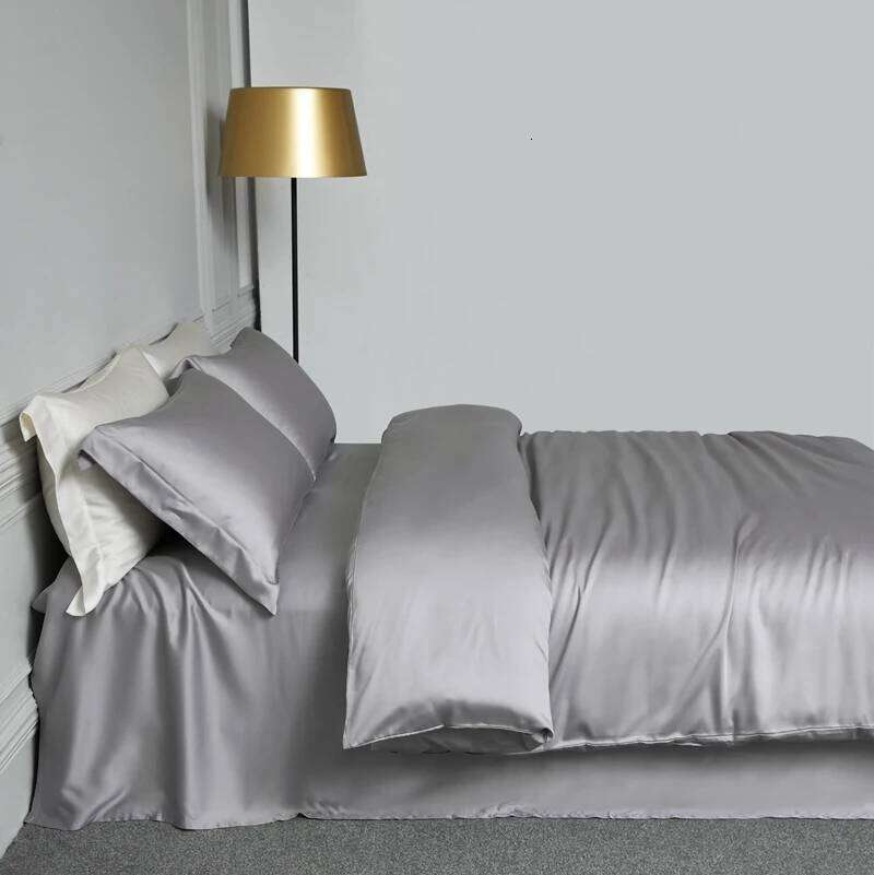 Natural Silk Bedding Quilt Soft Flat Sheet Pillowcases Queen King Size Duvet Cover Set H260312