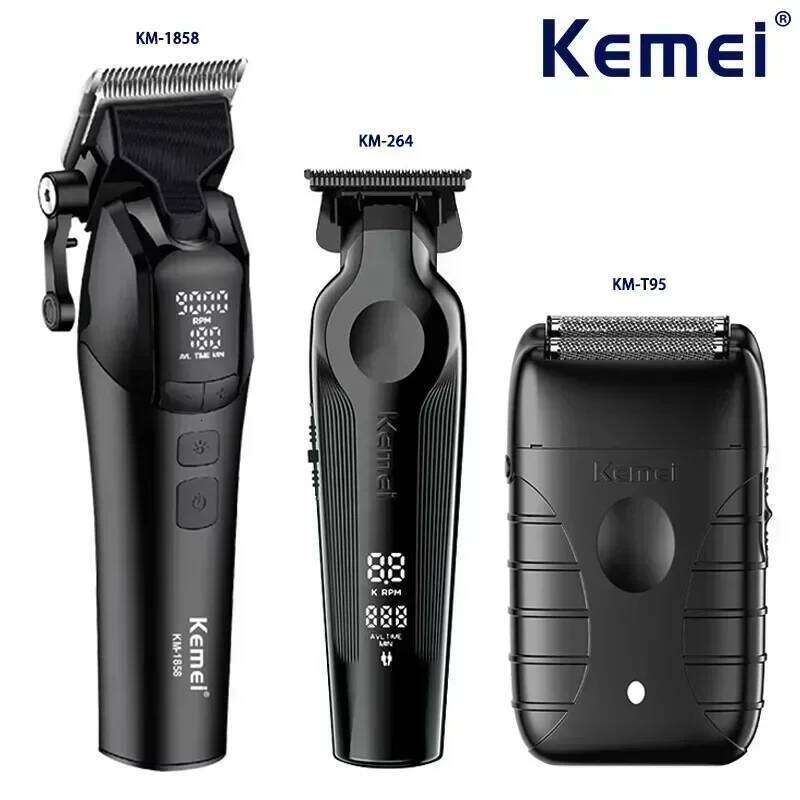 Kemei 9000RPM 10W Hair Clipper KM-264 Rechargeable Electric Trimmer KM-1858 KM-T95 Shaver for Men Barber Clippers Kit C260312