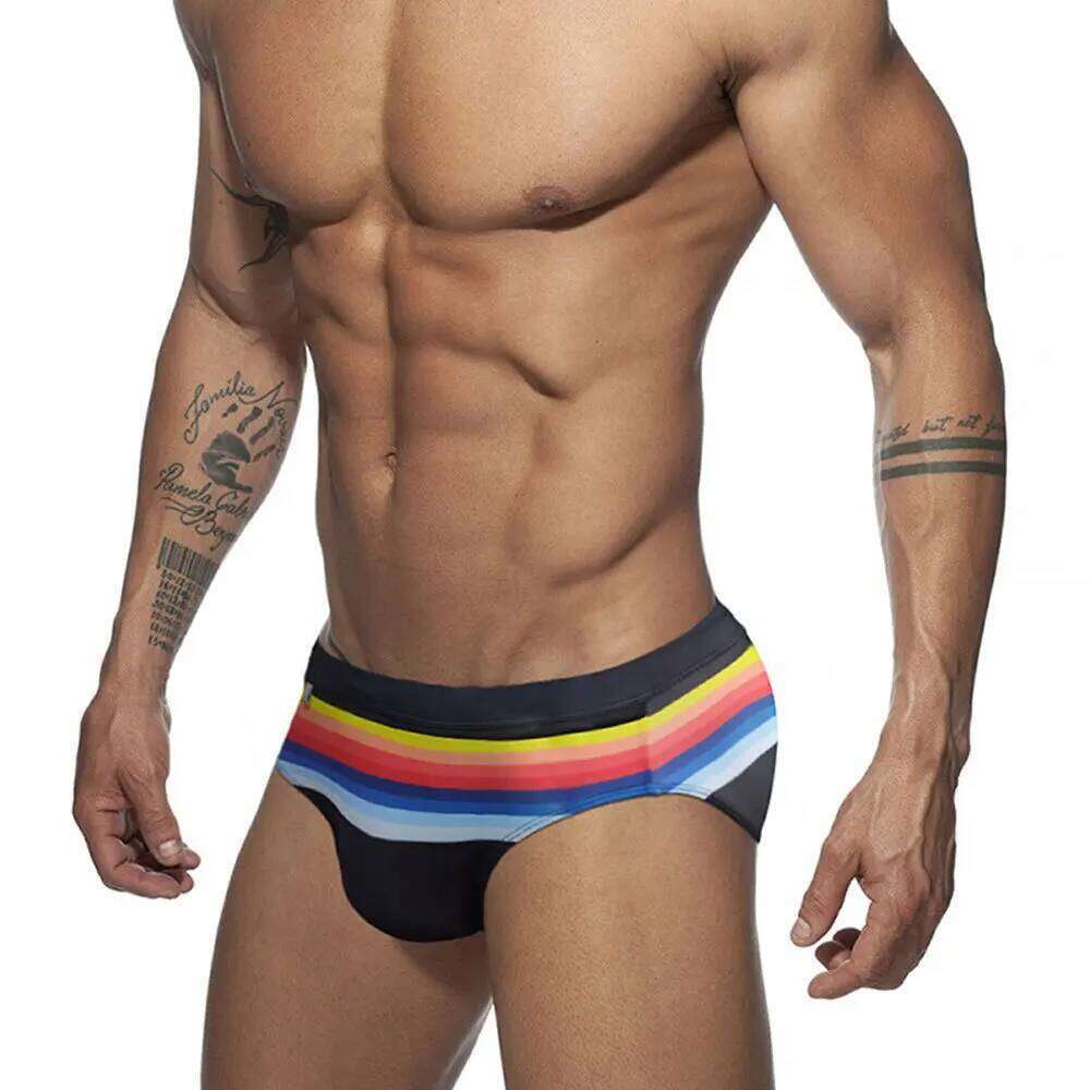 Men Striped Swim Briefs Swimwear Sexy Male Swimming Trunks Beach Short Surfing Summer Swimsuit Bikini Pants Baador Corto Hombre Z260312