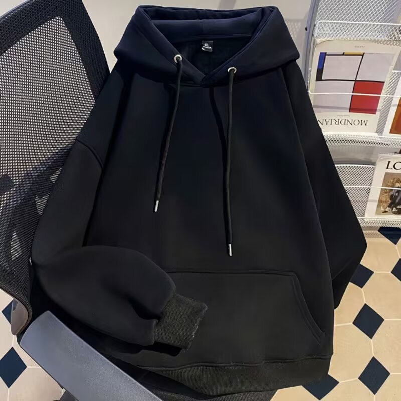 Heavyweight Long-sleeve Sweatshirt For Men And Women Plus Size Designer Hoodie Basic Solid Color Loose Fit Style Hooded Outerwear