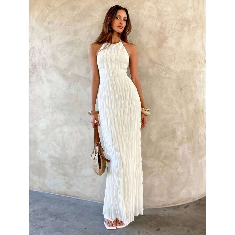 Elegant Directed Women's New Pure Color Casual Commute Holiday Style Long Dress with Strap C260311