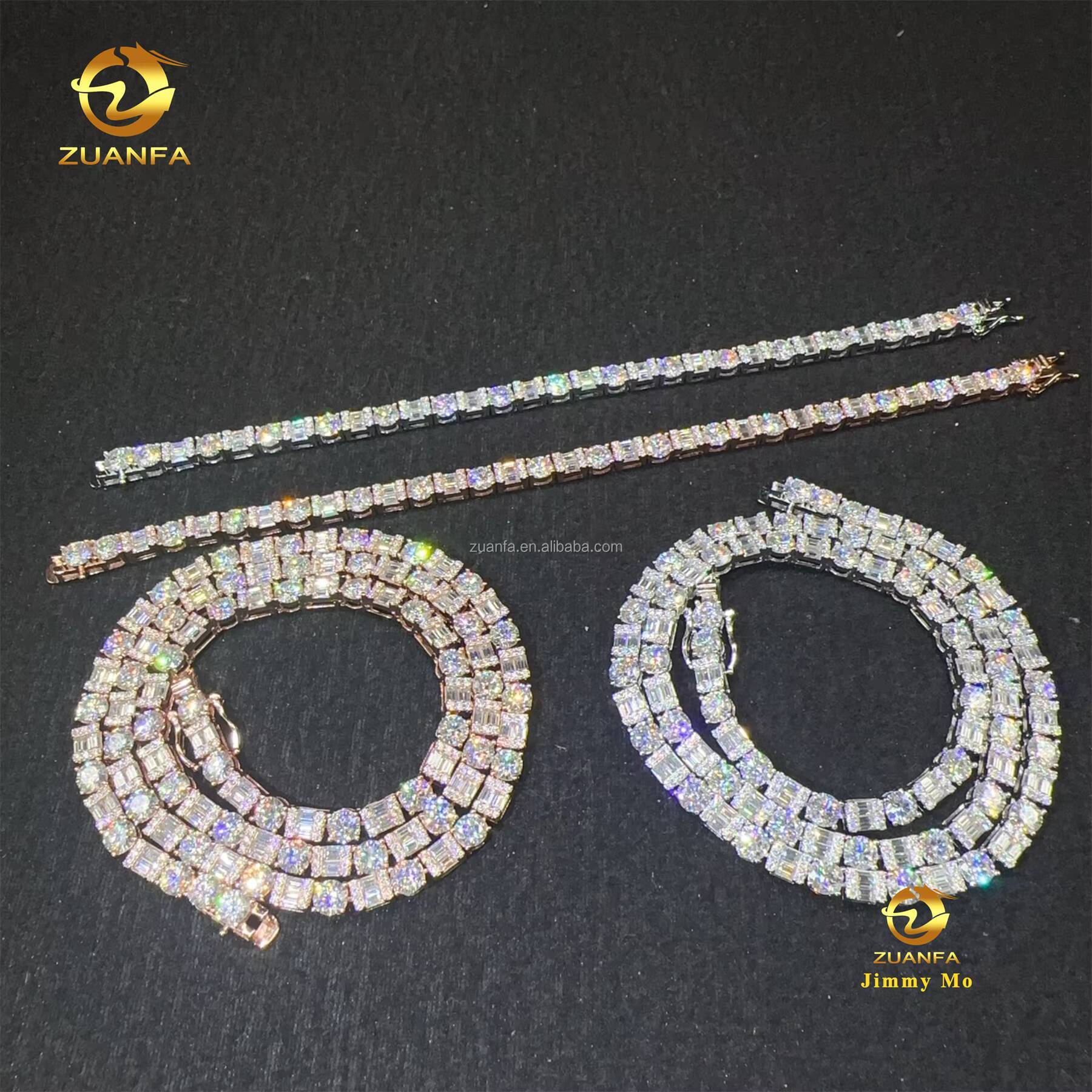 New Trendy New Arrivals Hot Selling Iced Out Hip Hop 925 Silver VVS1 Moissanite Diamond Cluster Tennis Chain Bracelet