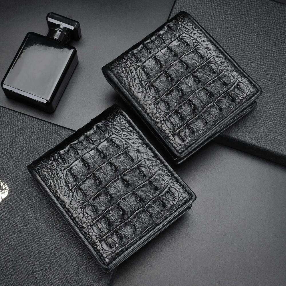 Crocodile Back Bone Clip Bag Genuine Leather Coin Purse Short Wallet Men's Business Casual Card Holder Dropshipping high quality designer bags