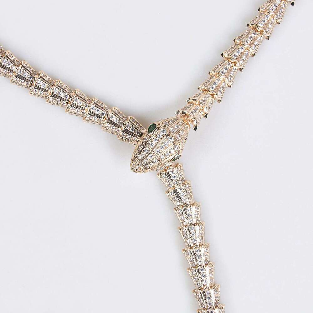 Accessories Fashionable Vintage Luxury Snake Chain Necklace Fully Diamond-Set Women's Party and Wedding Jewelry Couples Gift