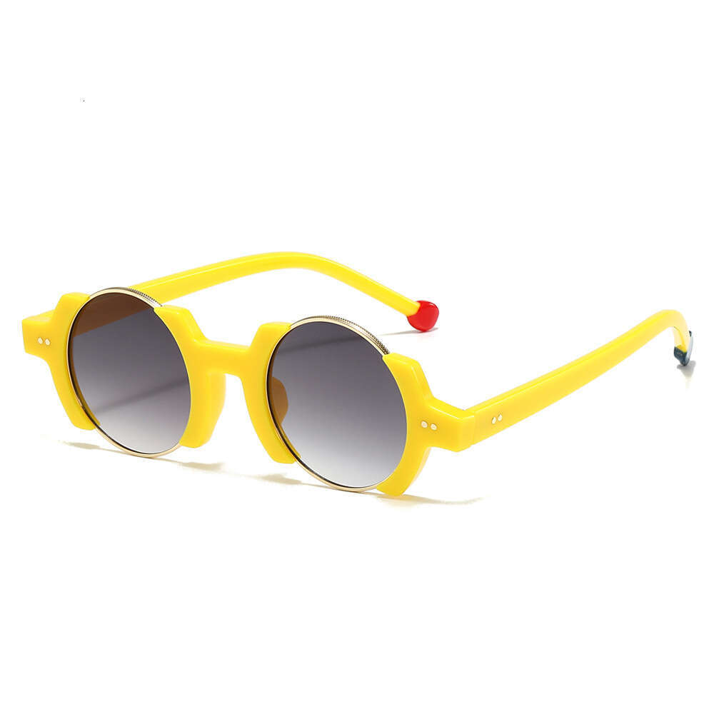 New Round Glasses Fashionable Personality Hip-Hop Trendy Celebrity Exaggerated Color-Block Sunglasses Liuyuemoshang