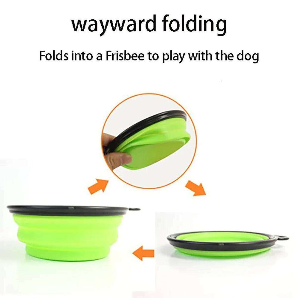 Dogs Feed Supplies Silicone Portable Puppy Water Container with Carabiner Folding Cats Bowl Travel Pets Accessories 26Y0312