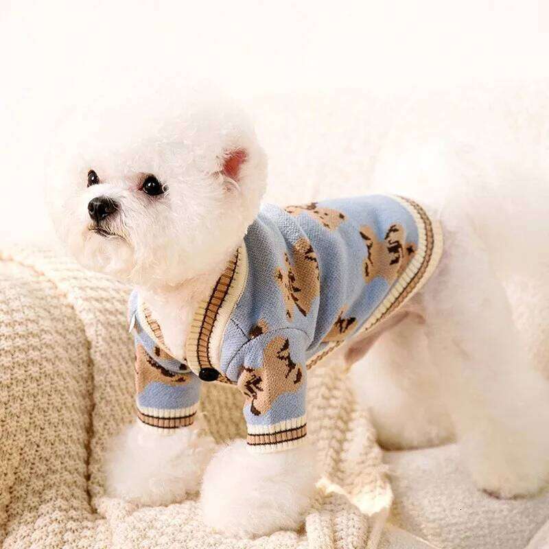 Famous brand Luxury Clothes Chihuahua Striped Cardigan Sweater Bichon Frise Puppy Kitten Warm Coat Cat Dog Accessories Pet Outfit pupakaIK