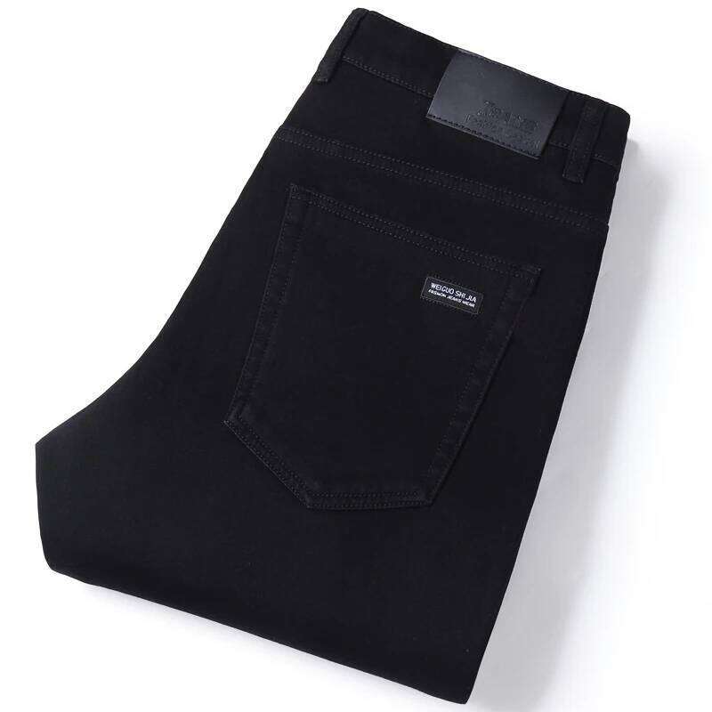 Men Classic Advanced Fashion Brand Pure Black Jeans Man Soft Breathe Stretch Slim Straight Denim Trousers Mens Pants Overalls 26Y0312