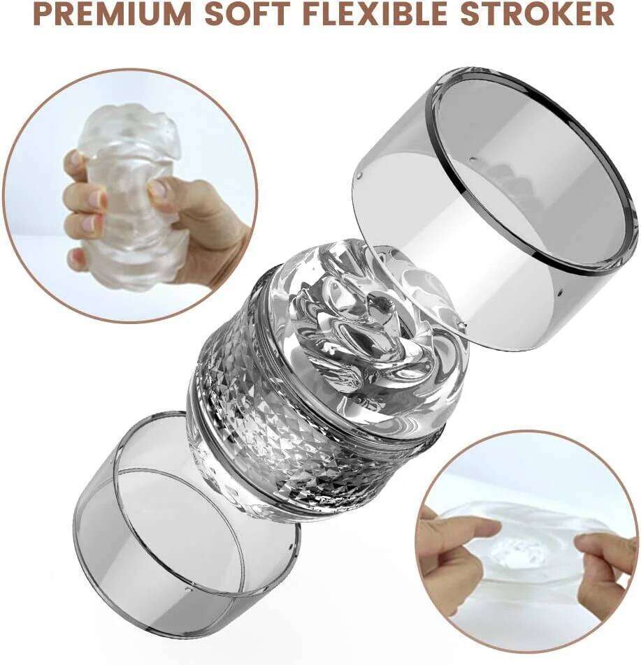 Double headed transparent Masturbation Machines Realistic Vagina Real Pussy Blowjob Erotic Masturbators Cup Sex Toys for Men Z260311