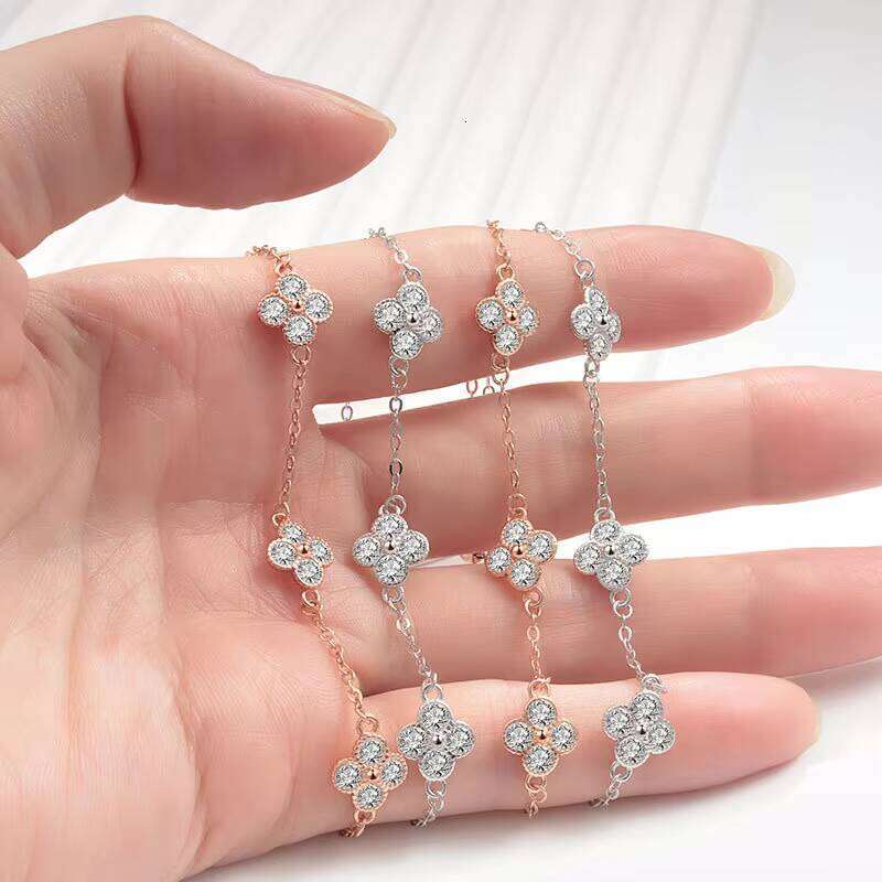 VANA New Thin Chain S Sier Jewelry Four-Leaf Clover Charm Designer Bracelet for Women
