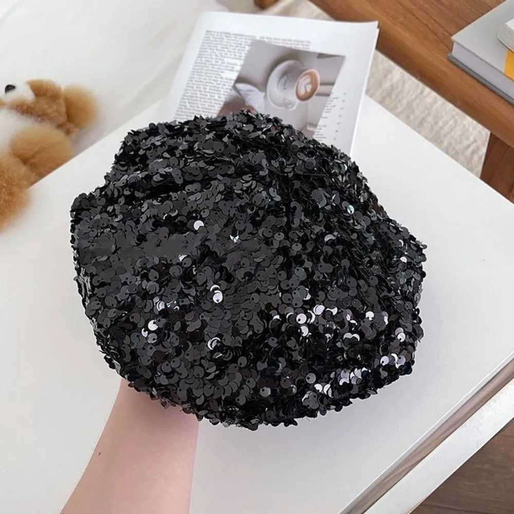 Fashion Retro Glitter Sequin Beret Trendy Sparkling Fashion Painter Hat Casual Style Chic Design Lady Octagonal Cap Party H260312 - view 6