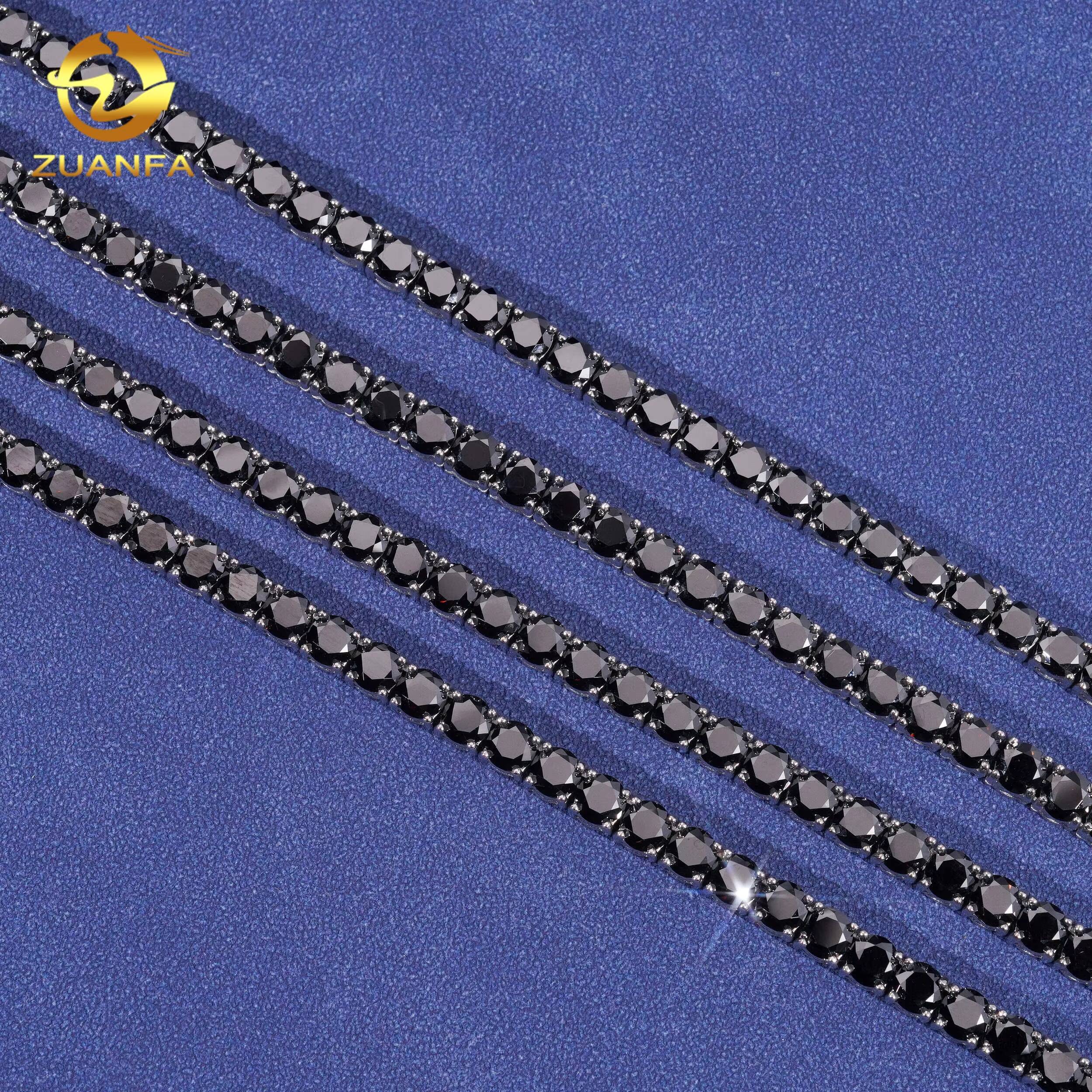 Wholesale Fast Shipping 316L Tennis Chain Iced Out Jewelry Hip Hop Black Moissanite Diamond Tennis Necklace