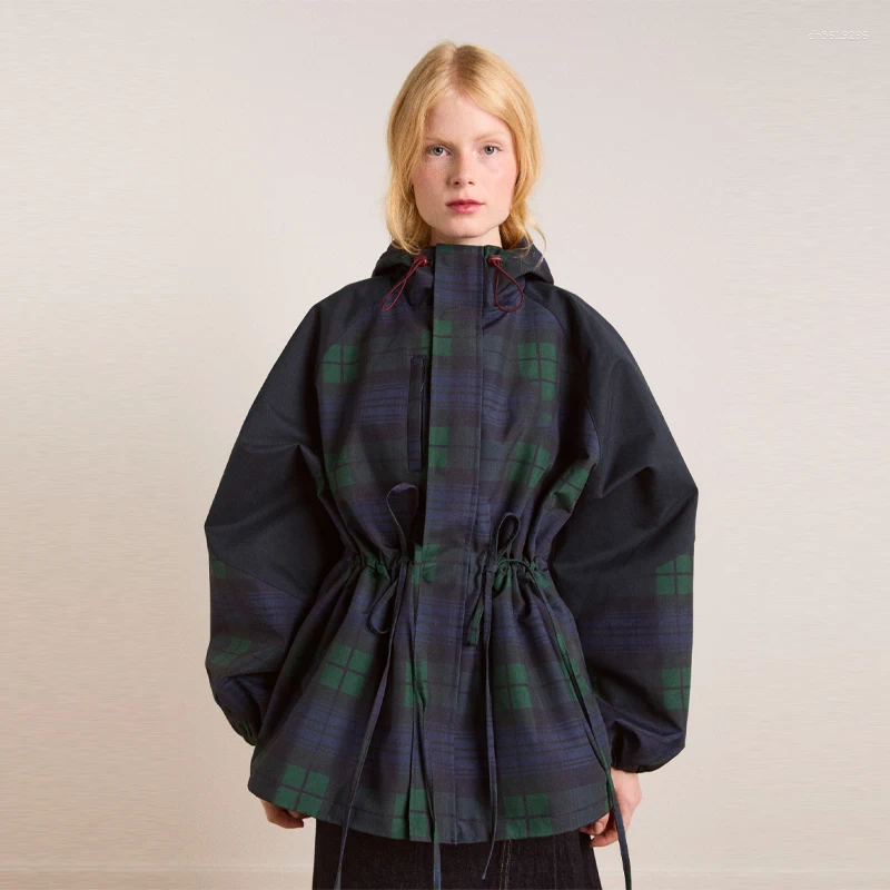 Women's Jackets Chic Plaid Vintage Coat Casual Loose Edgy Timeless Lady Jacket Trend Fashion Retro Designer Hooded Tops Female Fall Street