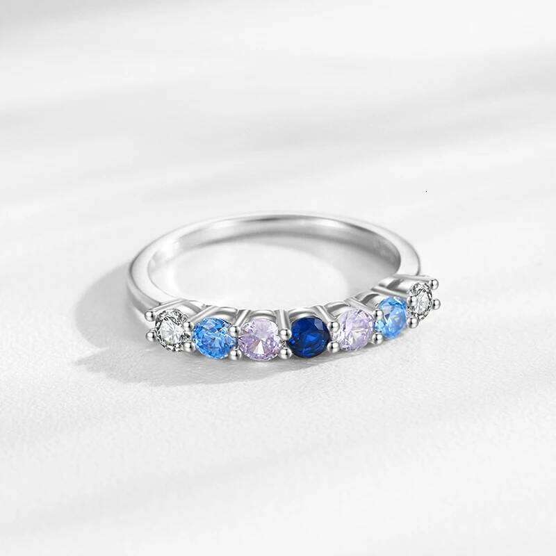 Ailmay Solid 925 Sterling Silver Sparkling Multicolour Crystal Finger Ring For Women Grils Party Fashion Stackable Fine Jewelry H260312