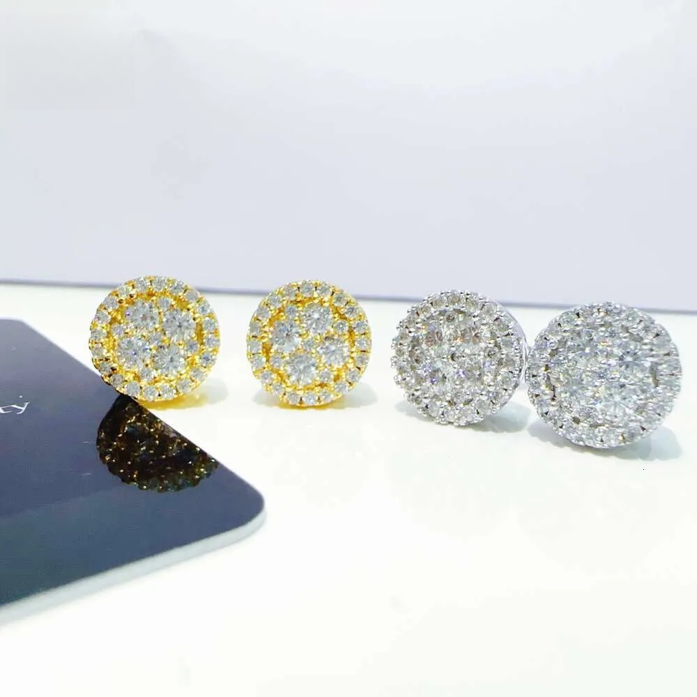 Fashion VVS Diamond Earrings Round Hip Hop Jewelry GRA Moissanite Screw Back Earring For Women