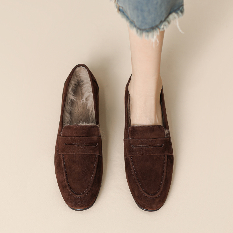 Shoes for Women 2026 Summer Brown Casual Flats Ladies Shoe Fashion Suede Loafers Soft Sole Non-Slip Feminino Zapatos Mujer ddmythur