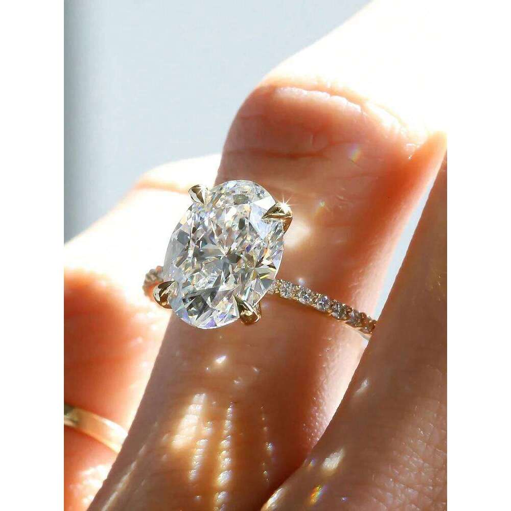 925 Sterling Silve Zirconia 1-4.5CT Gorgeous Shiny Oval Stone Ring For Women Engagement Wedding Luxury High Quality Fine Jewelry H260312