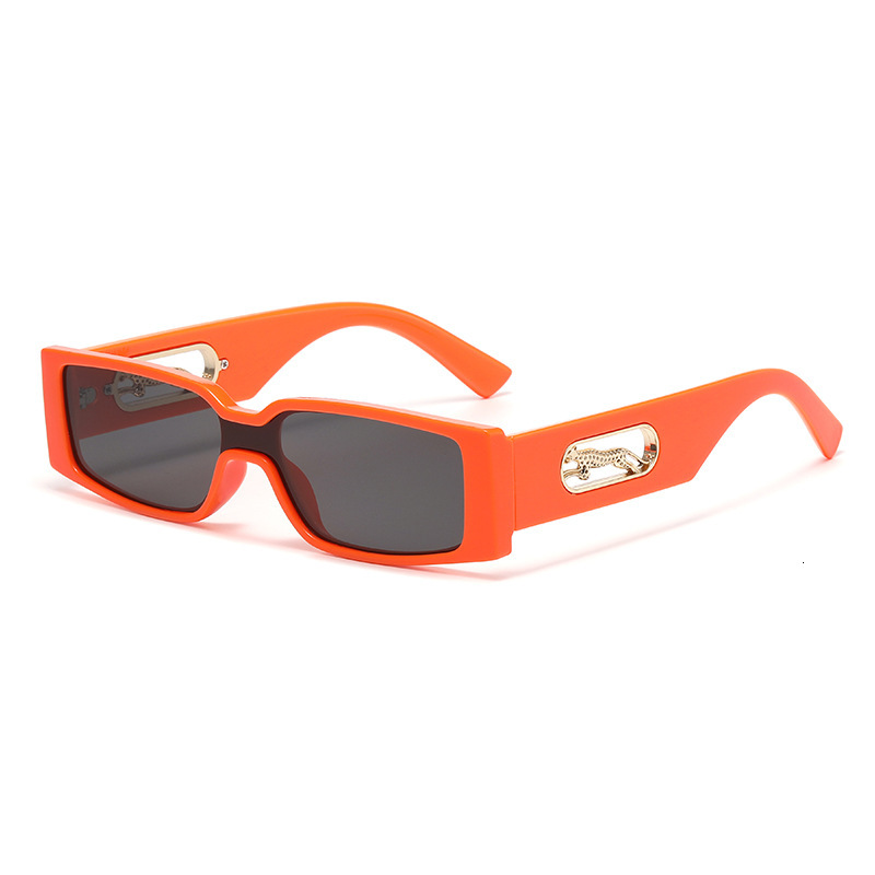 New European American Fashion Small Square Frame Candy Color Gorgeous Modern Cheetah Decoration Men and Women Sunglasses