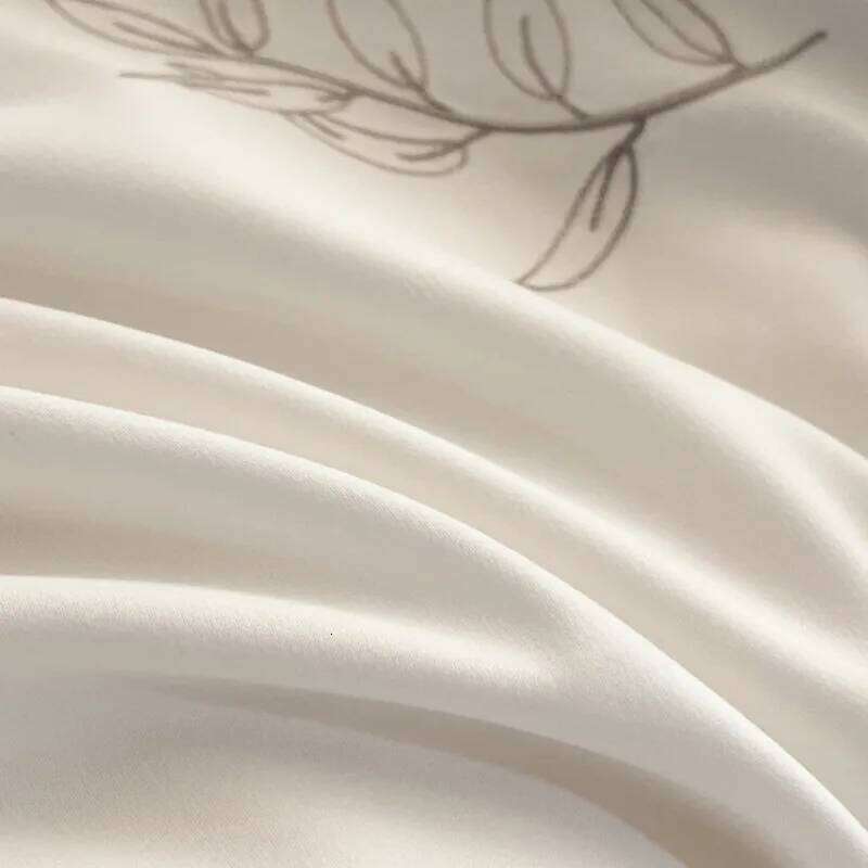 Pure White Minimalist Style Duvet Cover Set, Elegant Wildflower Embroidered Pretty Botanical Quality Fabric 4Pcs Bedding Set H260312