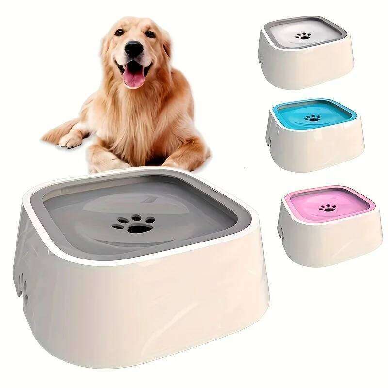 Dog No-Spill Pet Water Bowl Slow Feeder Dish 26Y0312