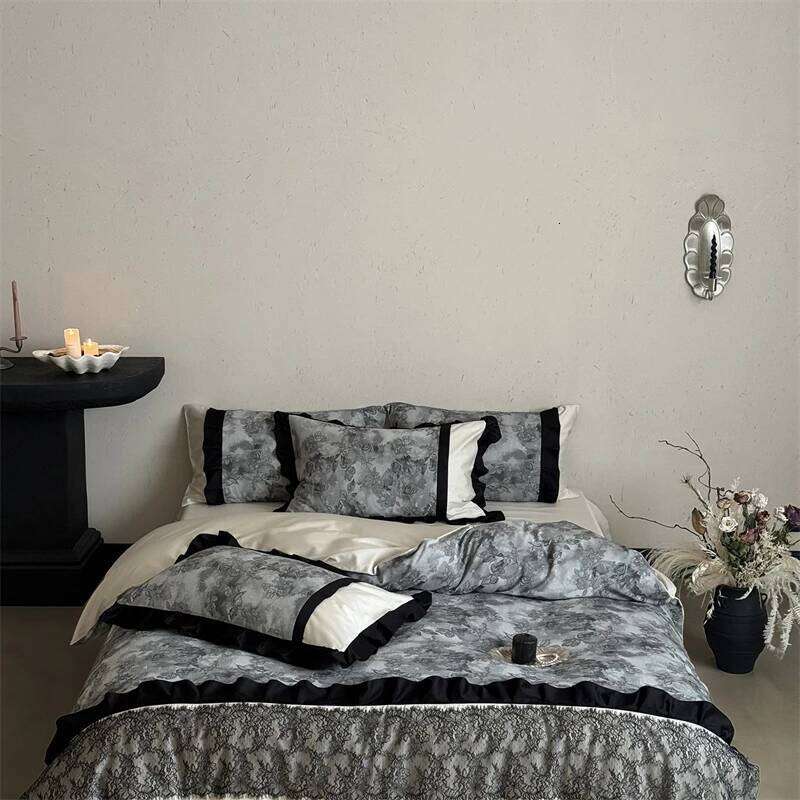 Vintage Jacquard Lace Rose Bedding Set 1000TC Egyptian Cotton Brushed Duvet Cover Bed Sheet/Fitted Sheet Pillowcases 4Pcs H260312