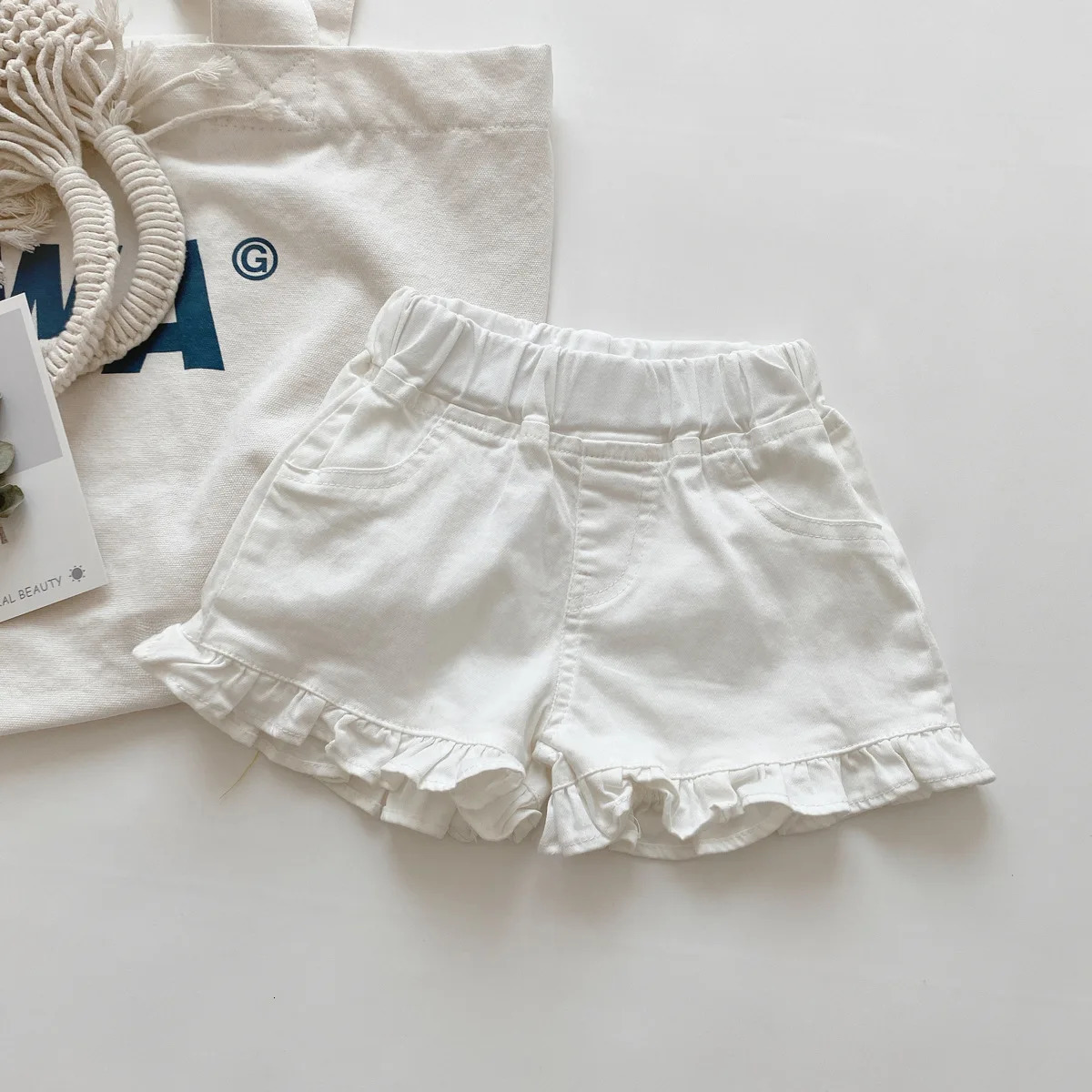 Kids Shorts Fashion Girls Summer Denim Ruffle blue Jeans 27Y Childrens Casual Daily Wear Pants 260311
