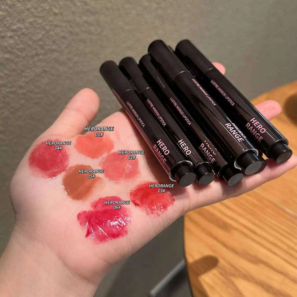 HERORANGE Push-button Mirror Moisturizing Long-lasting Lip Glaze Lipstick W260311