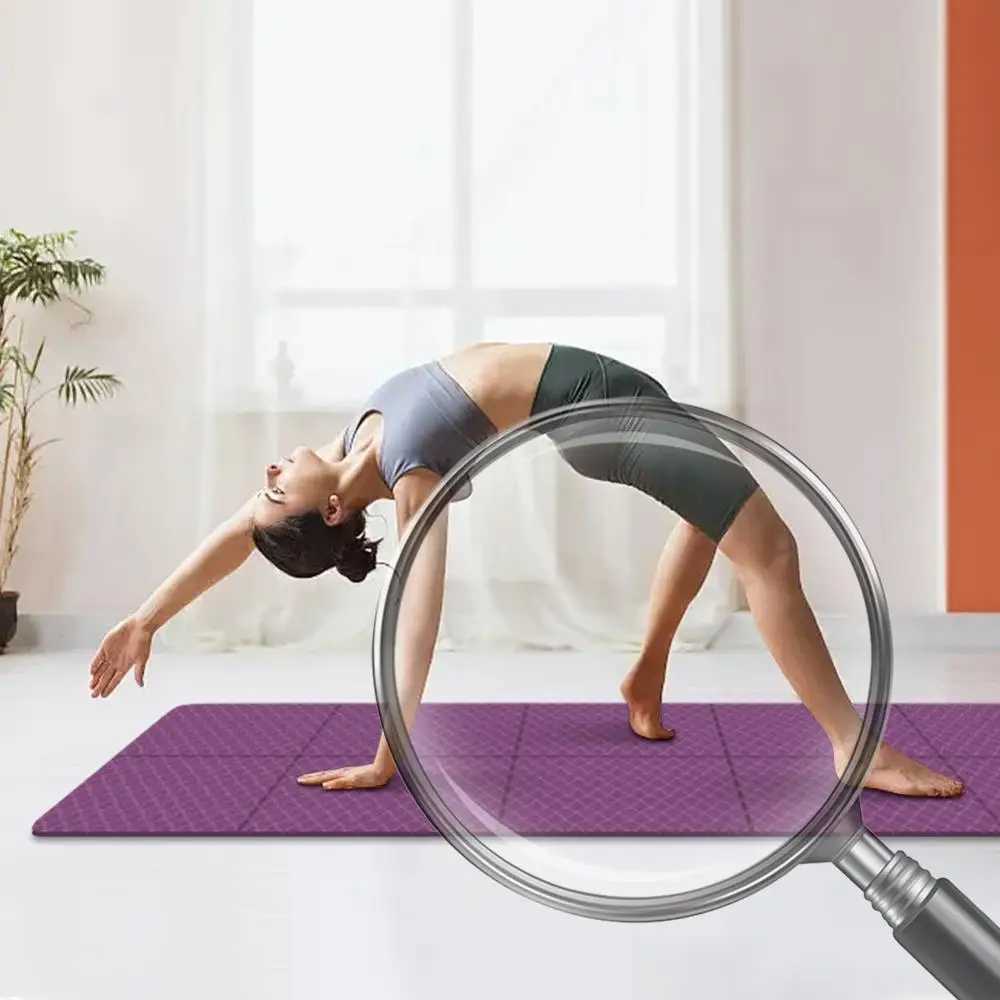 Foldable Yoga Mat Travel Yoga Mat Double Sided 4mm Thick Workout Mat Non-slip Multifunction for Yoga Pilates Floor Workouts M260312