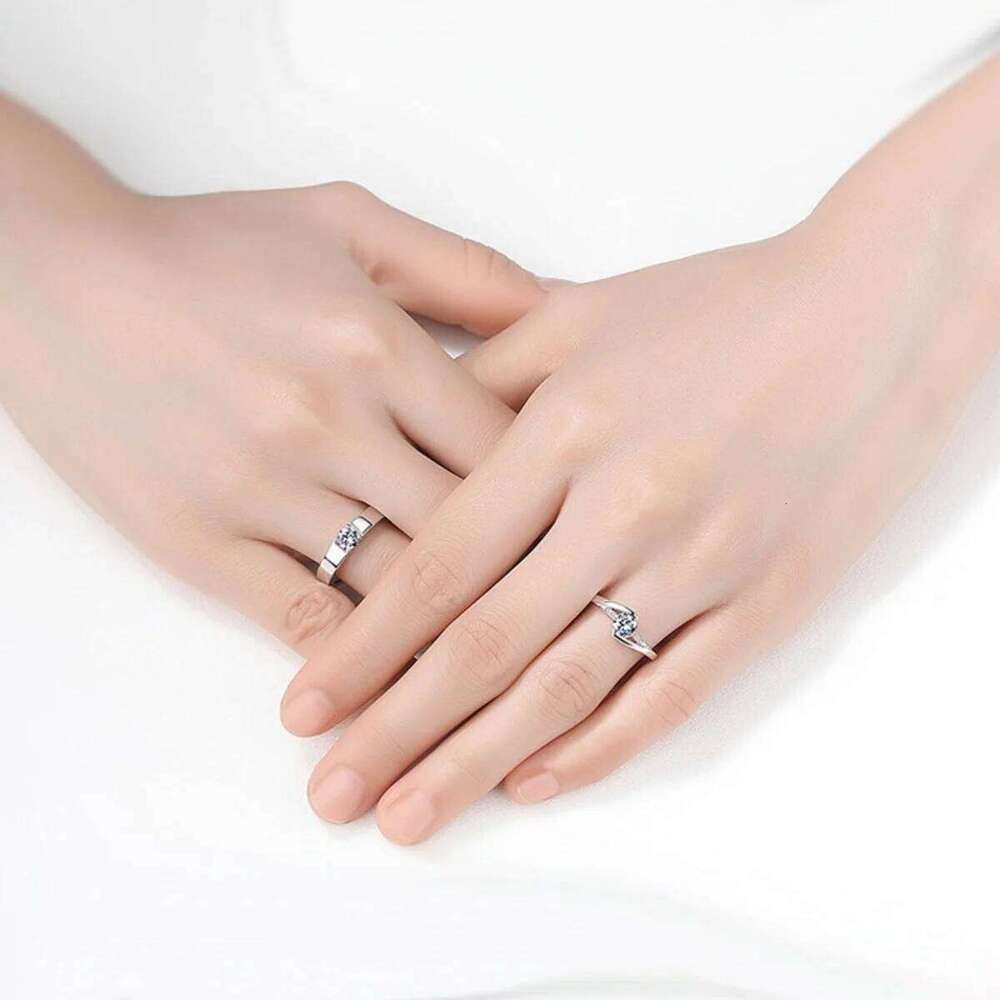 2Pcs/Set Luxury Inlaid Zircon Square Matched Couple Rings For Women Men Minimalist Geometric Wedding Bands Finger Ring Jewelry W260311