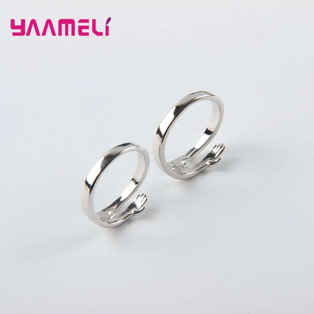 Novelty Hug Charms Open Band Adjustable Ring for Men Women 925 Sterling Silver Couple r Dating Jewelry H260312