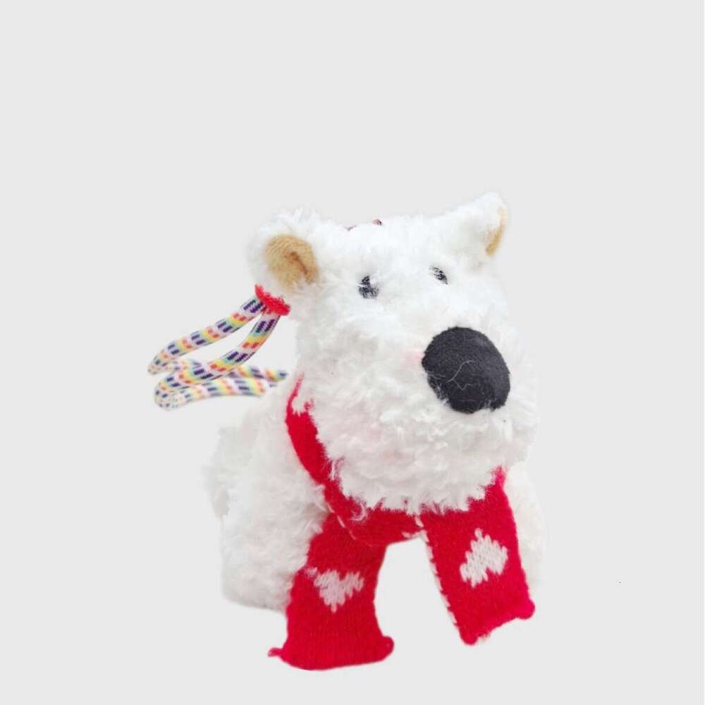 Cute West Highland White Terrier Pendant Plush Doll Keychain Backpack School Bag Decoration Small Toy Gift for Girls