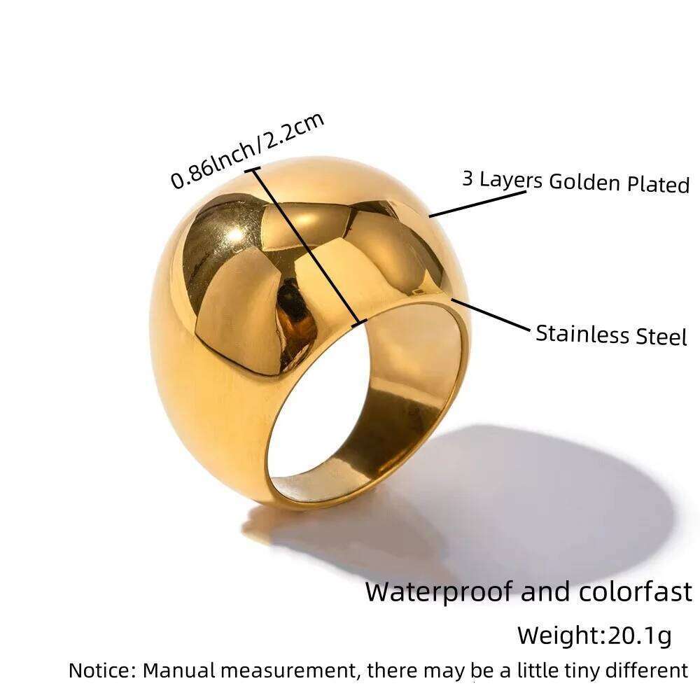 Stainless Steel Minimalism Smooth Ball Rings Gold Color Chunky Dome Ring For Women Men Non-fading Statement Jewelry Party Gifts H260312