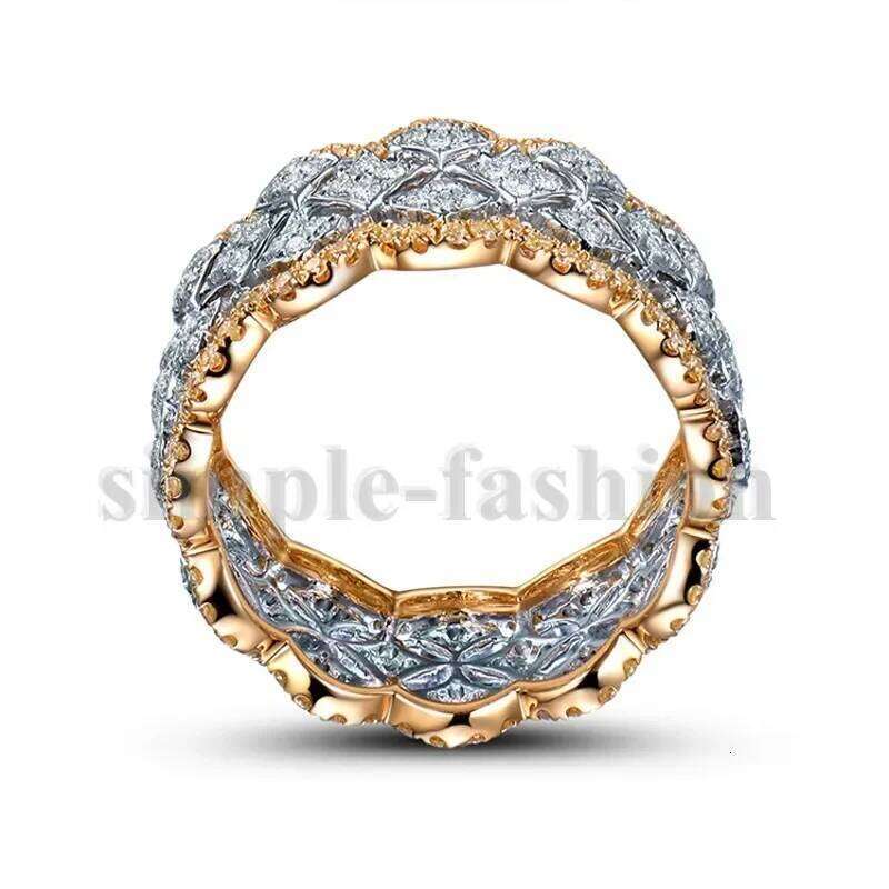 Luxury Wide Circle Women Wedding Band Rings Rose Gold 925 Sterling Silver Fashion Small Round Lab Diamond Ring Jewelry H260312