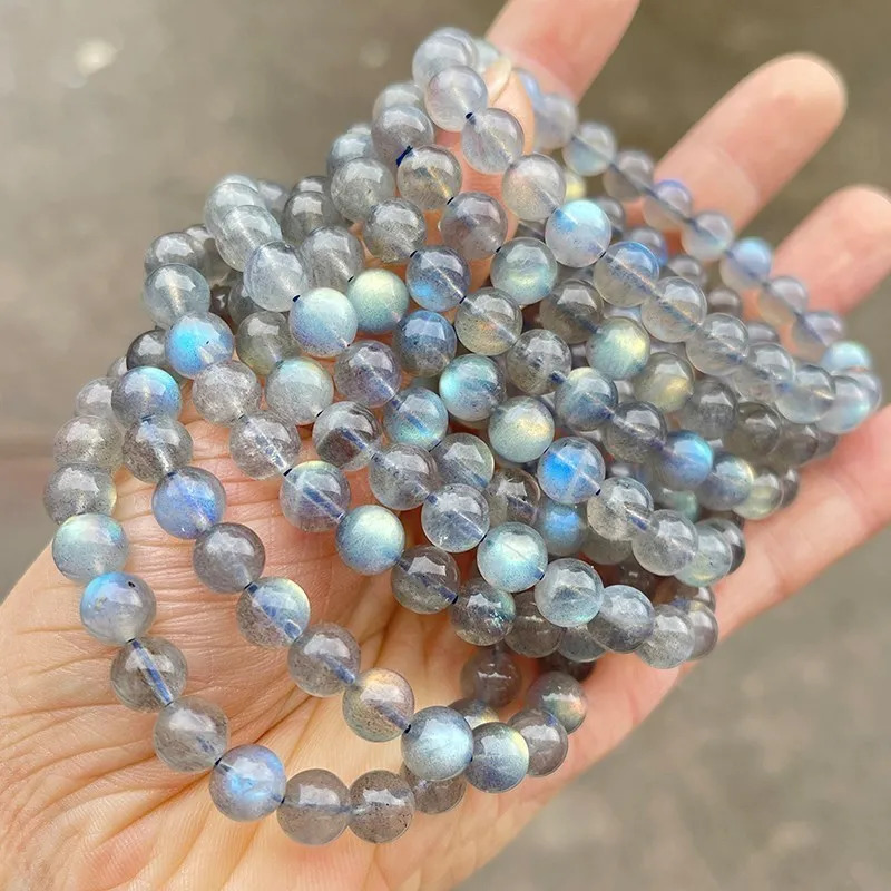 JD 5A Natural Gray Moonstone Bracelets Women Men Charm Labradorite Stone Blue Light Gems Bead Bangles Friendship Jewelry Gift 260302