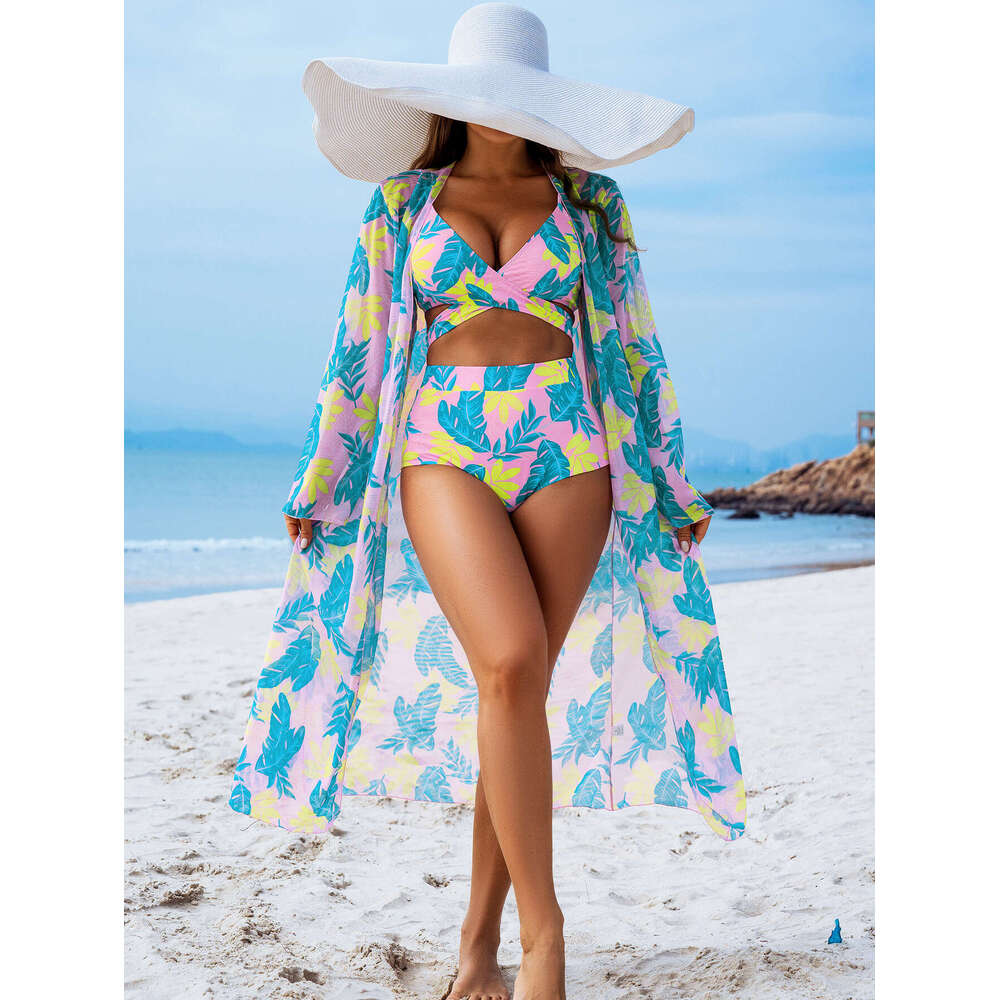 New European and American fashion high-end sexy swimwear three-piece bikini women's swimsuit