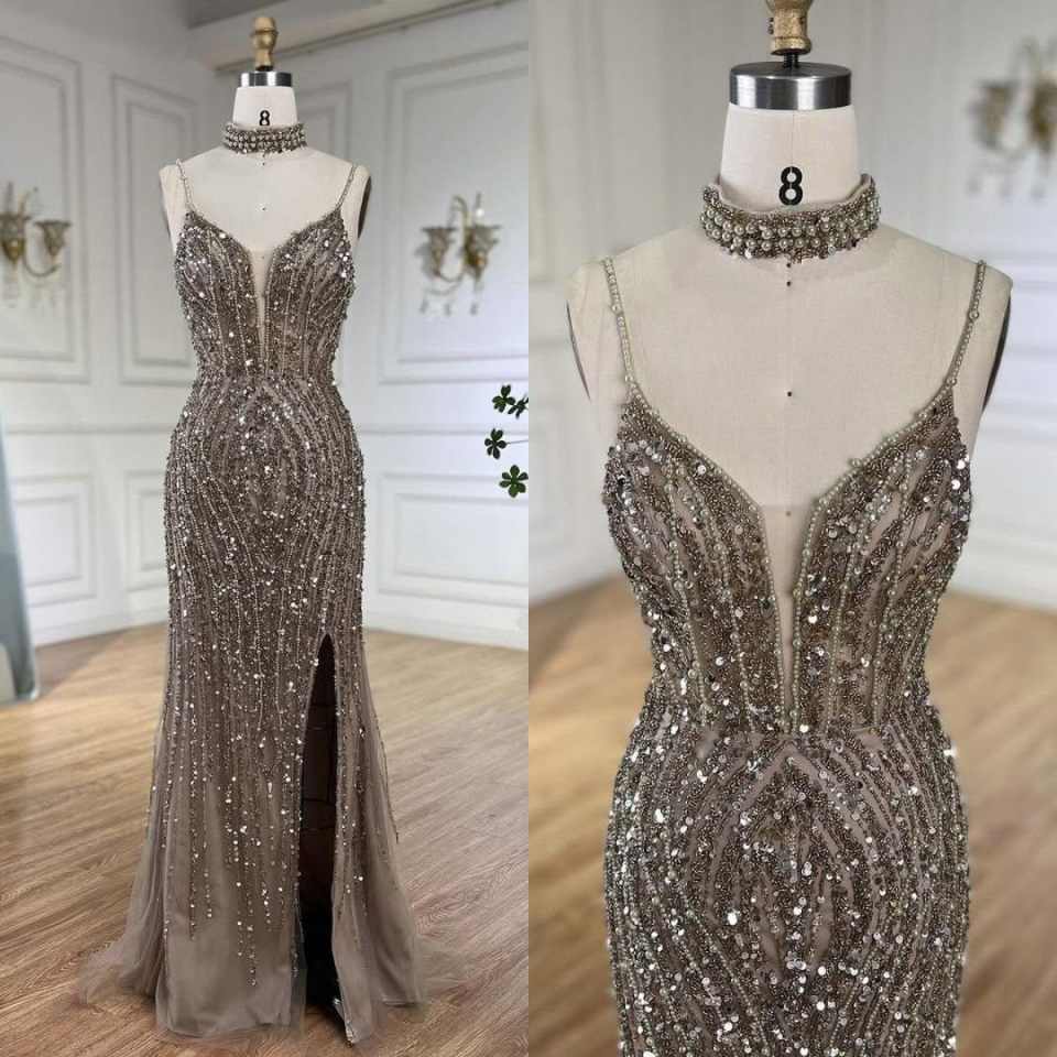 Stunning Sequins Mermaid Prom Gowns Spaghetti Straps Sleeveless Evening Dresses Floor Length Birthday Party Customized