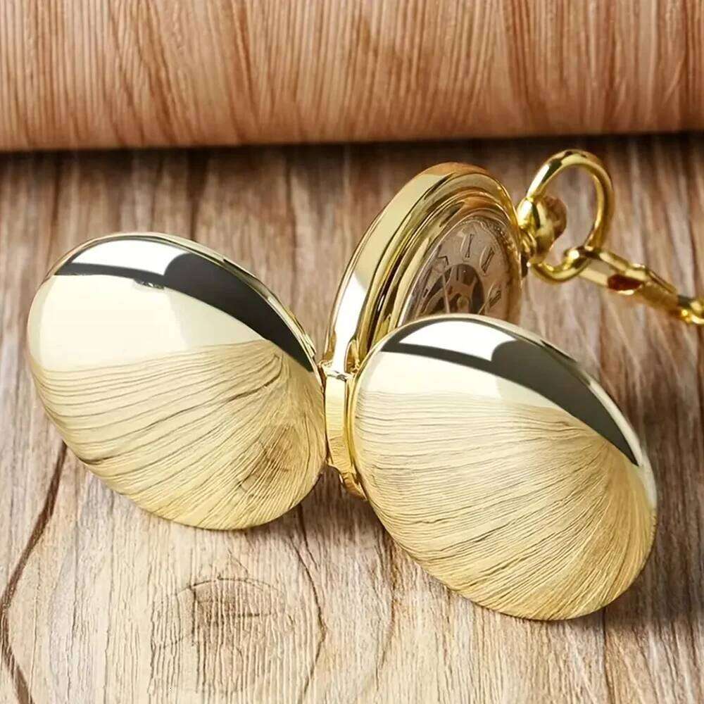 Classic double face hand winding smooth surface hollowed Roman numeral men women mechanical pocket watch
