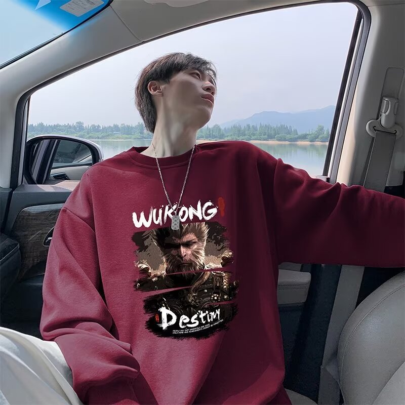 Black Myth: Wukong Men's Hooded Sweatshirt Autumn/winter New Chinese Style Trendy Loose Fit Plus Designer Hoodie Long Sleeve Fashionable Jacket