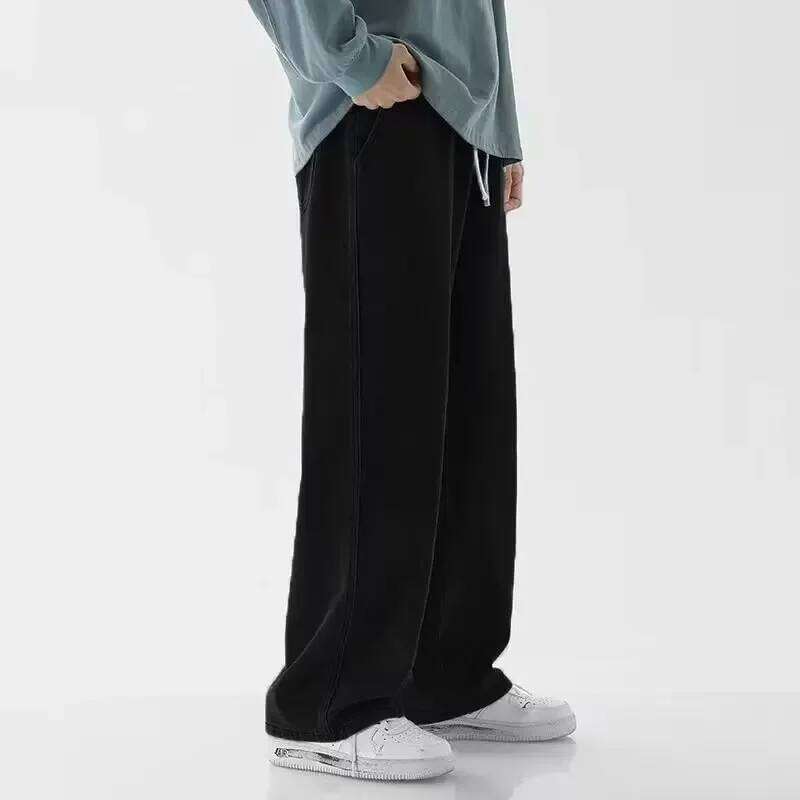 Brand Men's Korean Version Student Casual Pants High Street Straight Loose Wide Leg Black Grey Blue Baggy Jeans 26Y0312