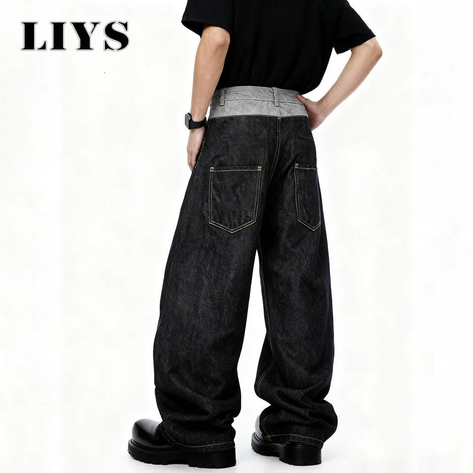 Mens Retro Double Waist n Baggy Wide Leg Jeans Street n Denim Pants Gothic loose Machete Wide Leg Jean Unisex Clothes 260310
