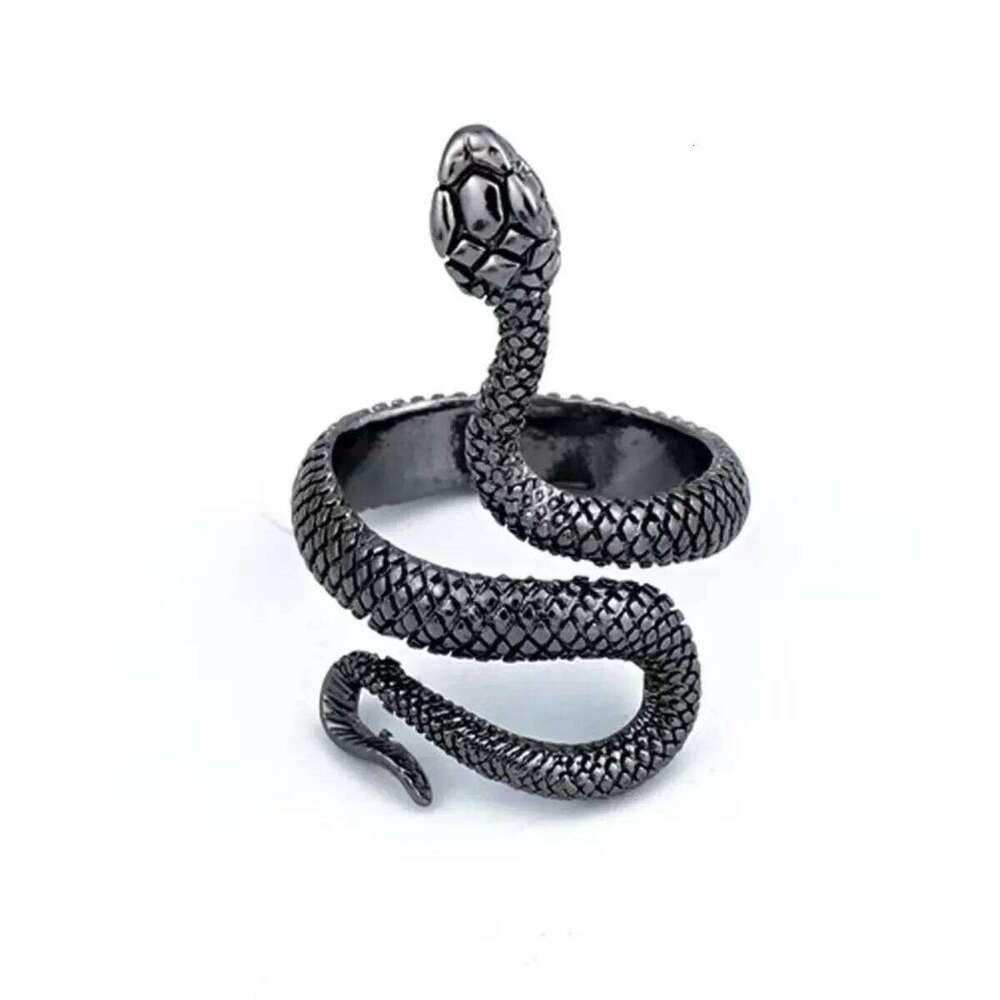 Rings for Men Women Punk Goth Snake Ring Exaggerated Black Plated Gothic Adjustable Party Gift Woman Jewelry H260312