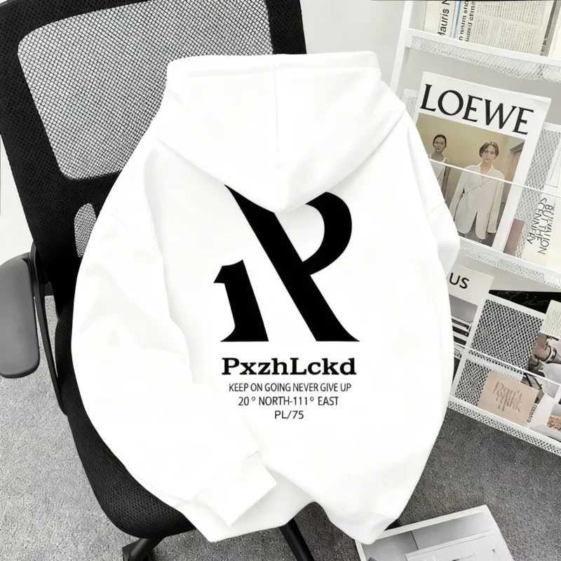 Mens High Street RP Letter Print Hoodie Heavyweight Pullover Back Graphic Design Streetwear Sweatshirt Trendy Casual Top M260312