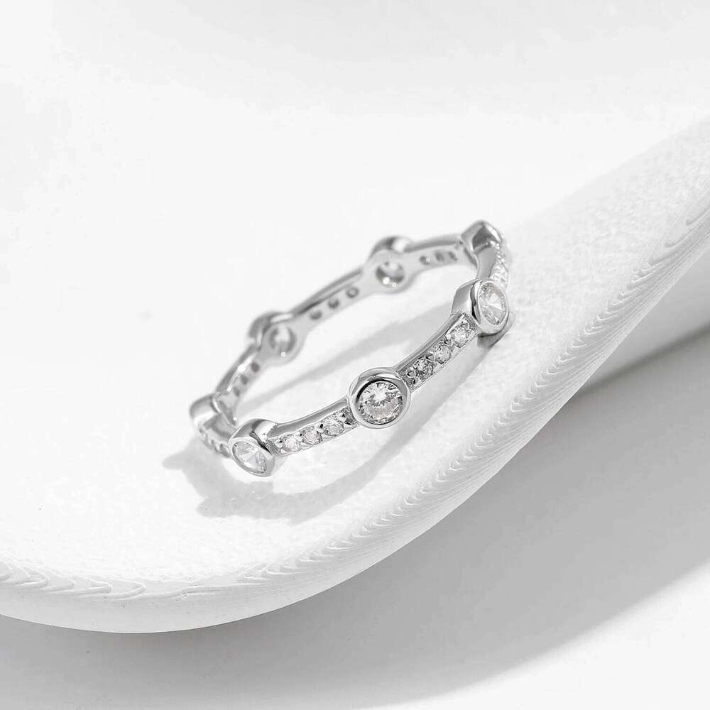 MODIAN Stackable 925 Sterling Silver Fashion Sparkling Round Clear CZ Eternity Band Rings For Women Fine Jewelry H260312