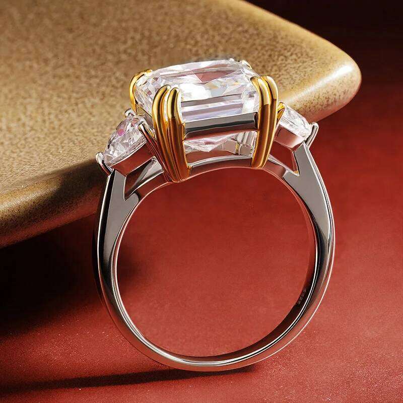 OEVAS 925 Sterling Silver Wedding Ring For Women Luxury 10*10MM Yellow Pink White Zircon Gemstone Rings Fine Jewelry Wholesale H260312