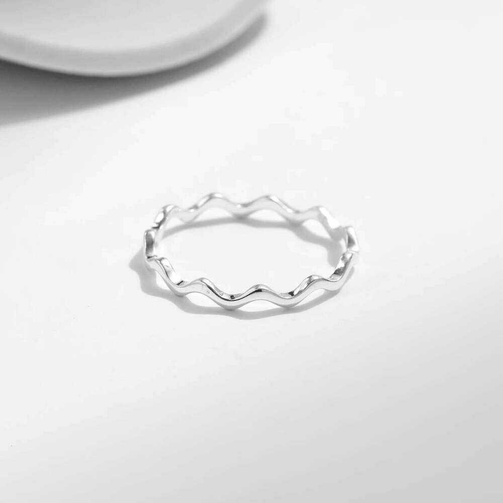 MODIAN 925 Sterling Silver Line Wave Trendy Thin Finger Ring Simple Stackable Exquisite Rings For Women Girl Party Jewelry Gifts H260312