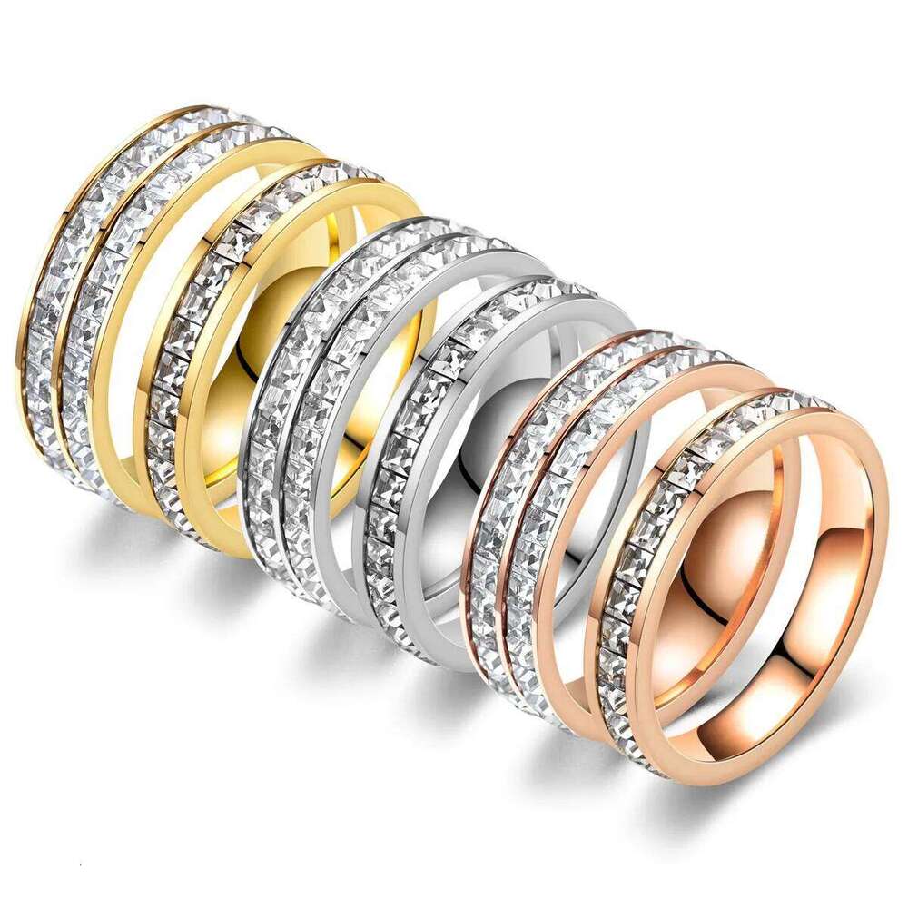 Hip Hop Iced Out Crystal CZ Bling Woman Fashion Stainless Steel Rings For Men Women Wedding Engagement Jewelry Wholesale W260311