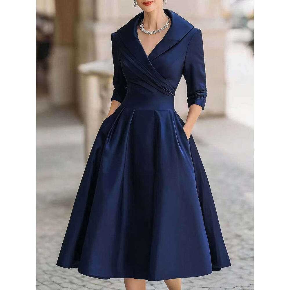European and American women's clothing on Amazon: Elegant, slimming, formal, waist-cinching, long-sleeved dress