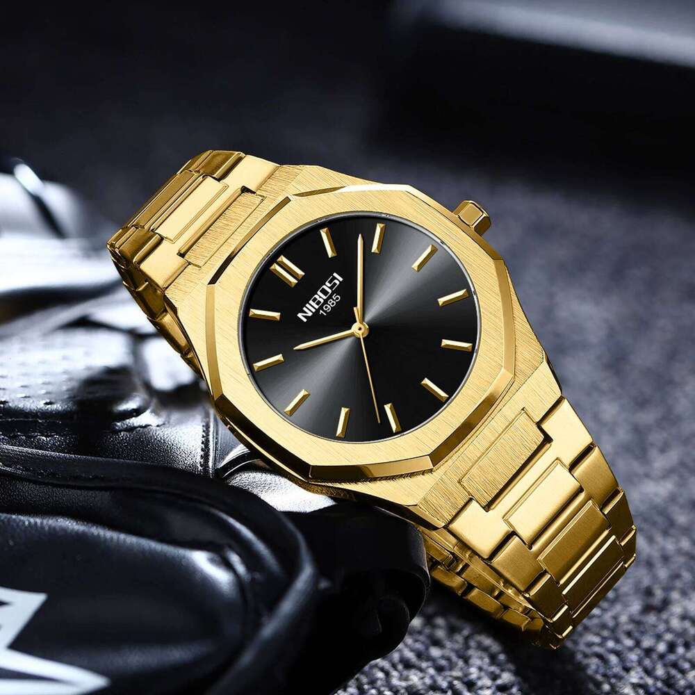 NIBOSI Men's Luxury Business Stainless Steel Watch For Sport Excellence Waterproof Wristwatch Tough Men Gift Clock Relogio