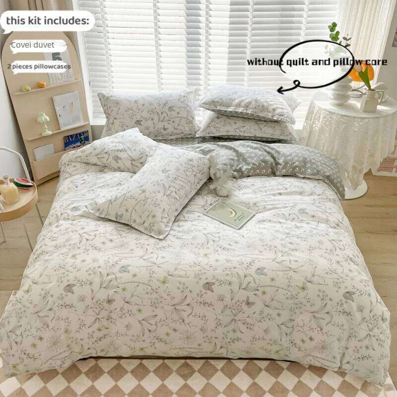 3pcs 100% Cotton Duvet Set 1*Duvet Cover + 2*Pillowcase, Without Core, Fresh Flower Print Bedding Set, Soft Comfortable H260312