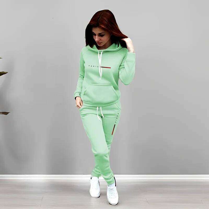 Printing Hooded Suit Quality Ladies Daily Jogging Sport Woman Two piece Set Autumn Winter Women Tracksuit Outfits Fashion Casual C260312
